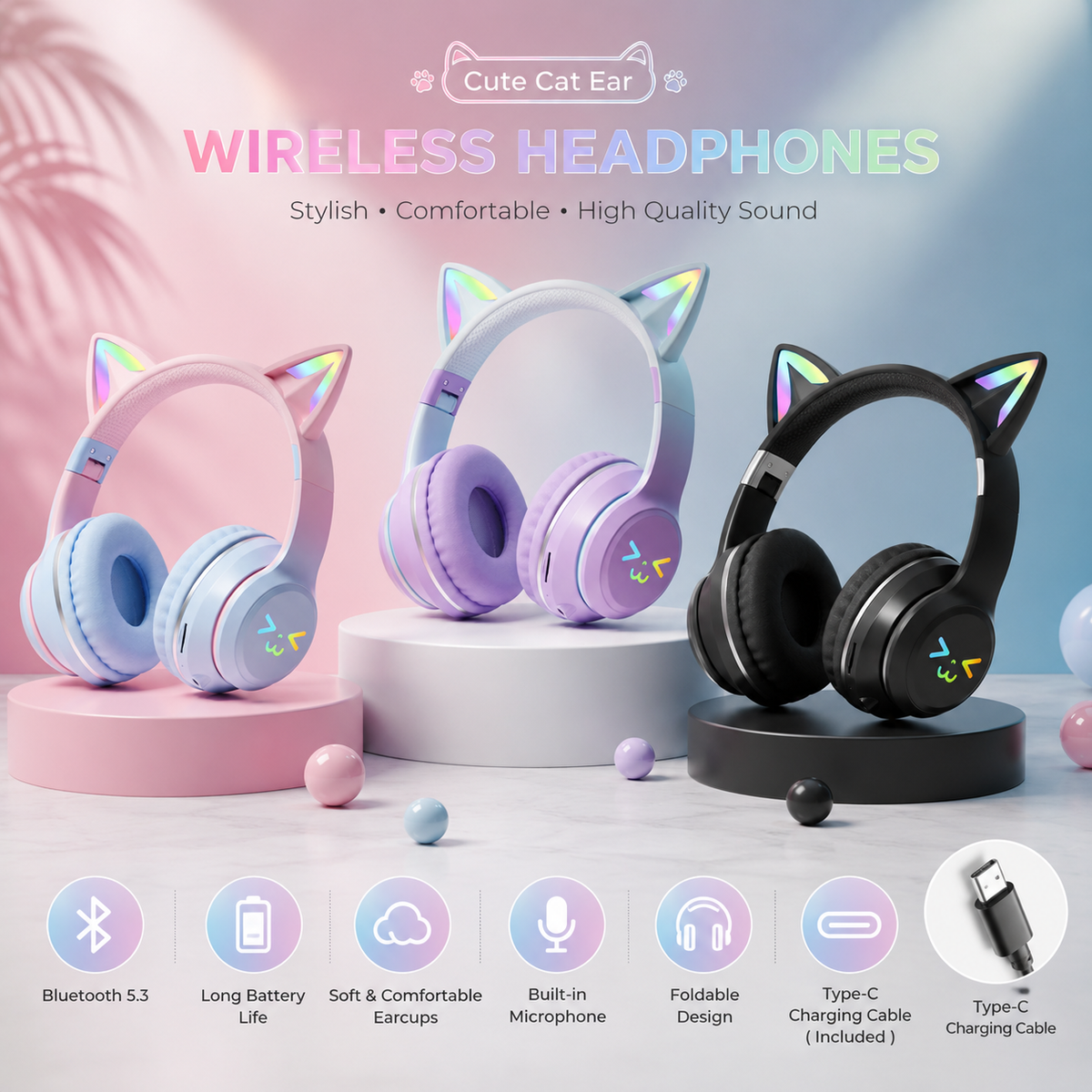Cat Ear Wireless Headphones