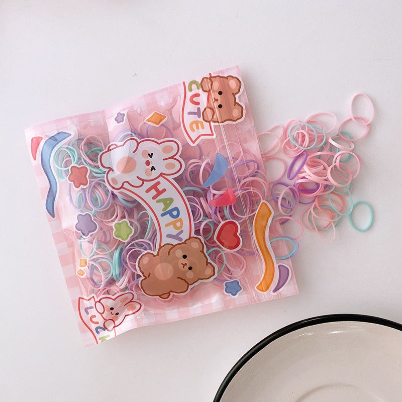 Kids Mini Hair Elastic Bands Set - 4 Color Packs - 200 Pcs