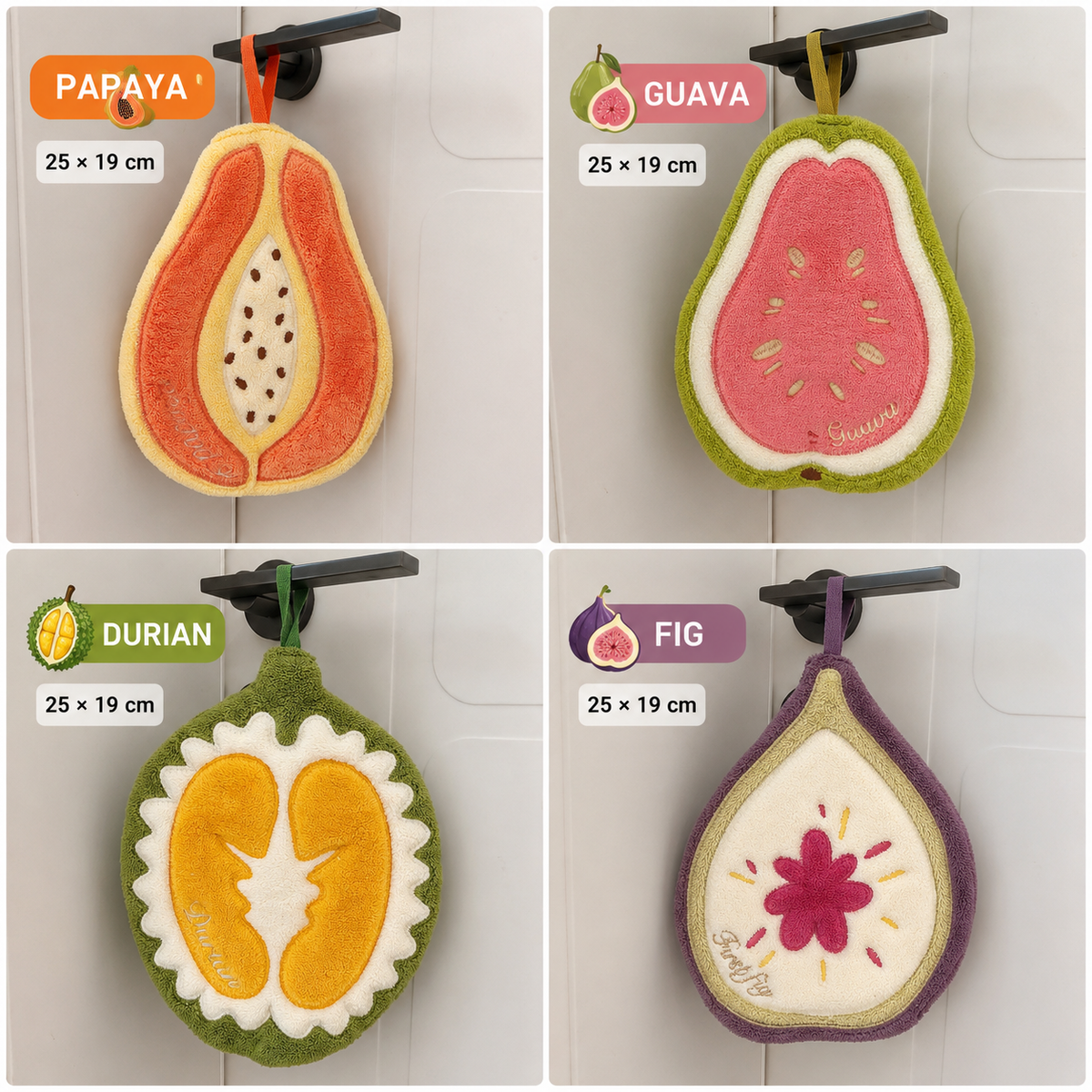 Cute Fruit Chenille Microfiber Hanging Hand Towel – 25 × 19 cm