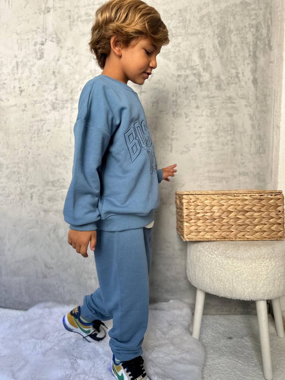 Kids’ 100% Cotton Boston Outfit – Blue / 5–6Y