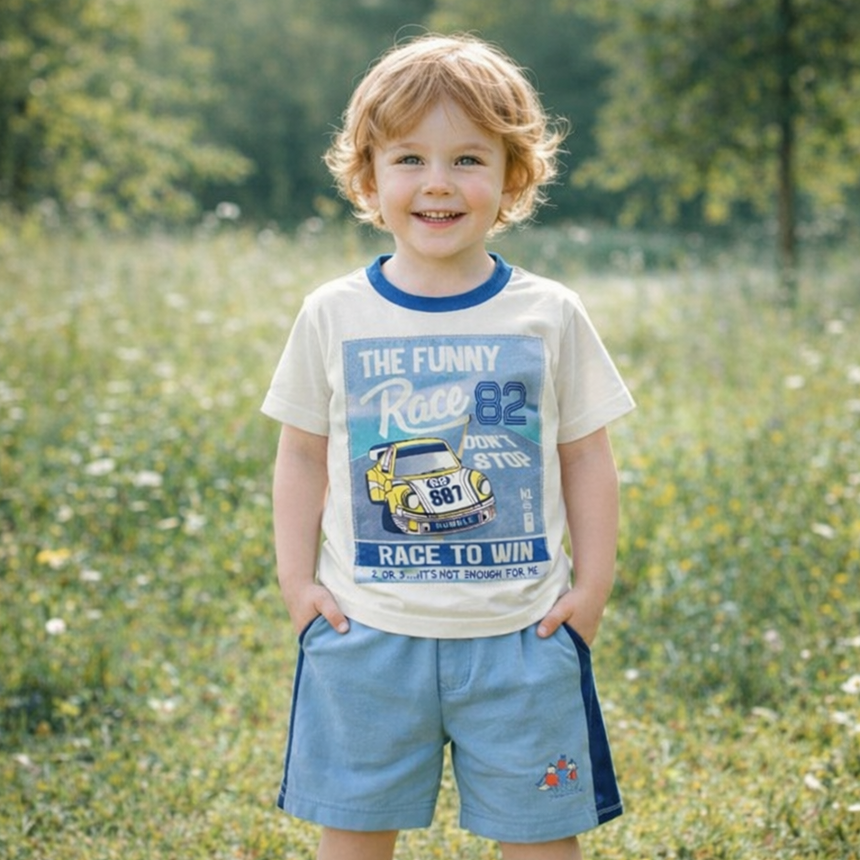 Boys’ Cotton Race Car Outfit / 12–18M
