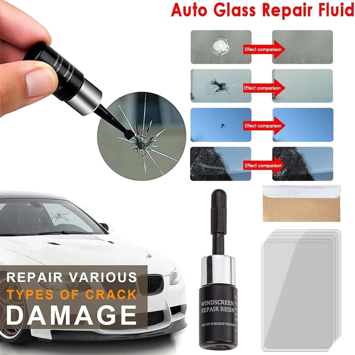 Glass Repair Windscreen Repair Resin 2 Bottles