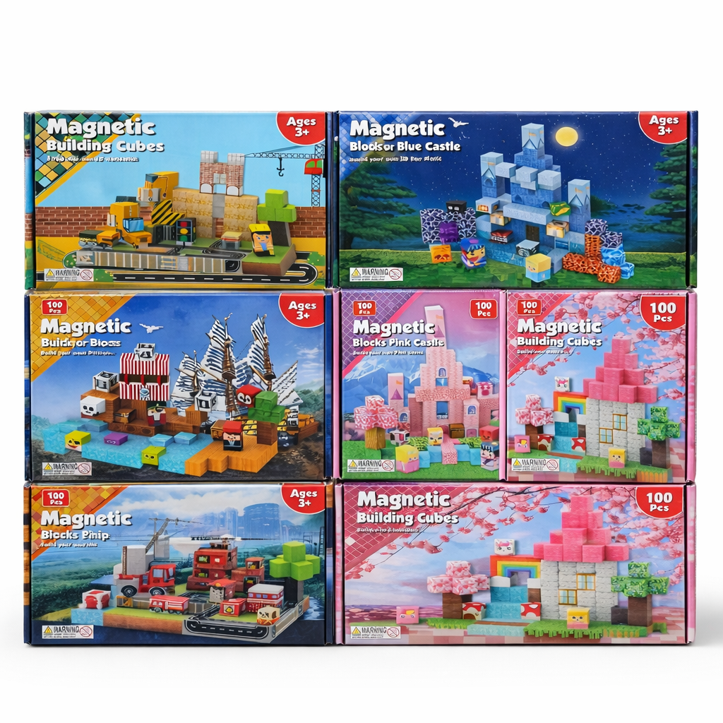Magnetic Building Cubes Set – 100 Pieces | 3+