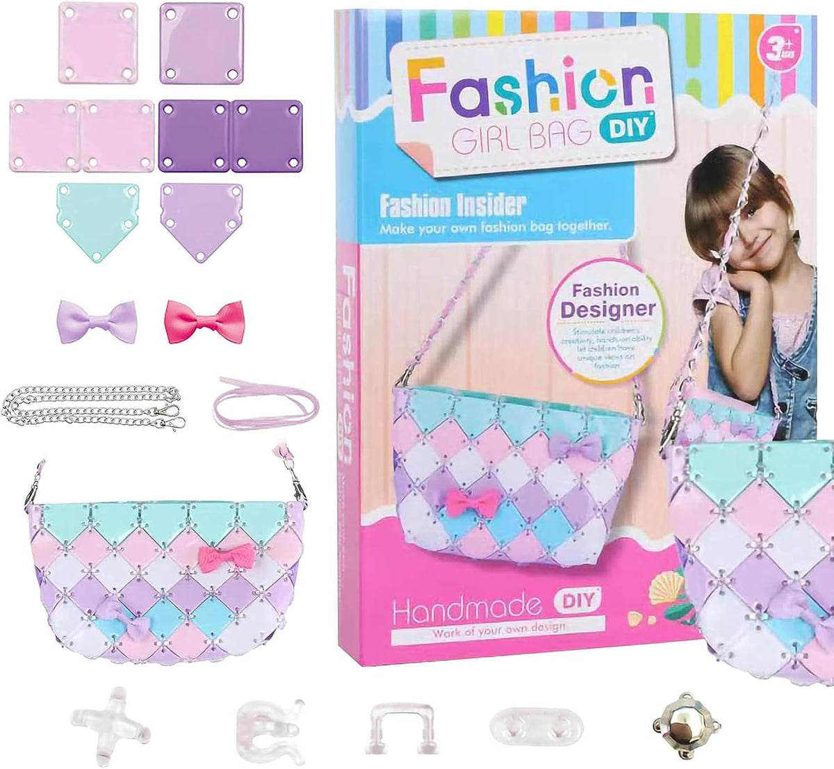 Gifts Toys for Girls - Stylish Girls Pink Crafted Chain Bag, Toys Birthday Gifts for Girls | 6+