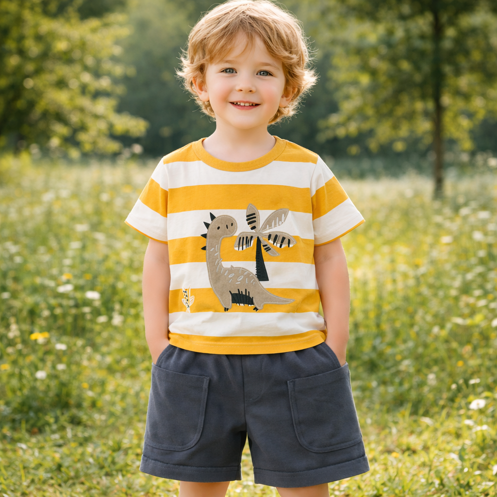 Boys’ Cotton Dinosaur Outfit / 6–8Y