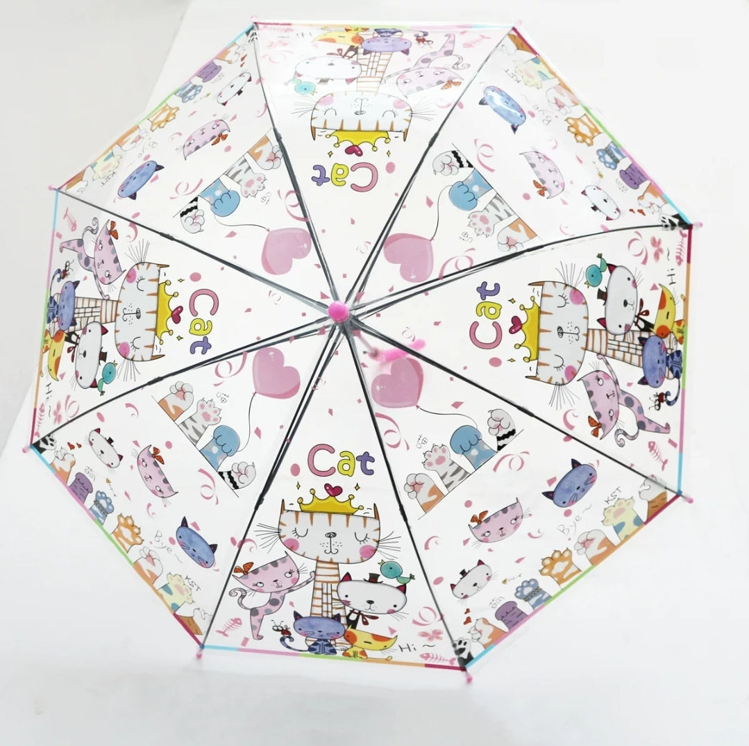 Kids Transparent Dome Umbrella – Assorted Designs, 85 cm