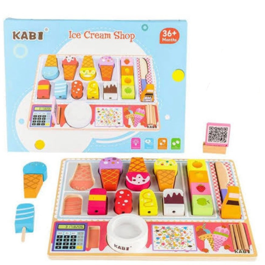 Wooden Ice Cream Shop Pretend Play Set | 36M+
