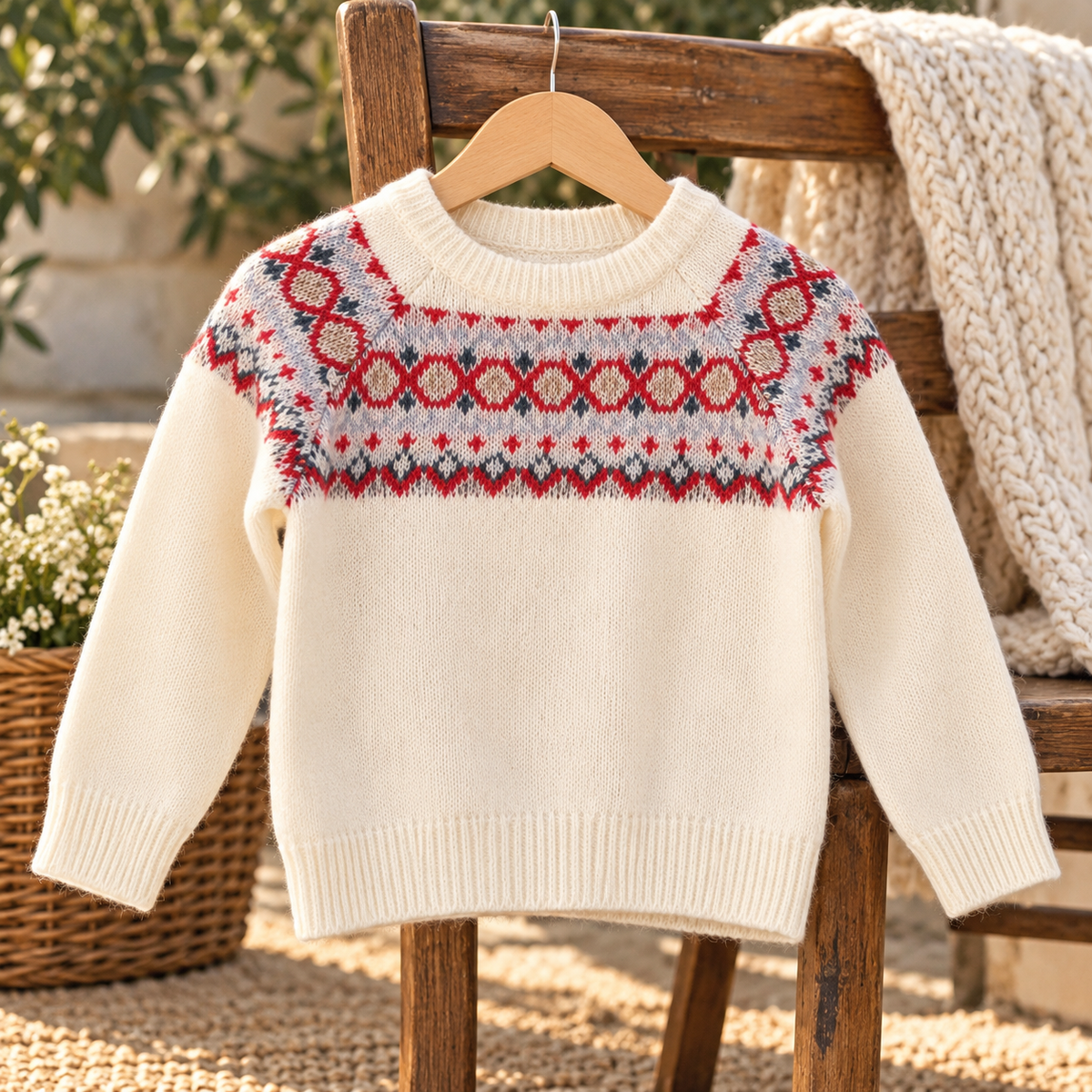 Girls Nordic Pattern Knitted Sweater 1-10y
