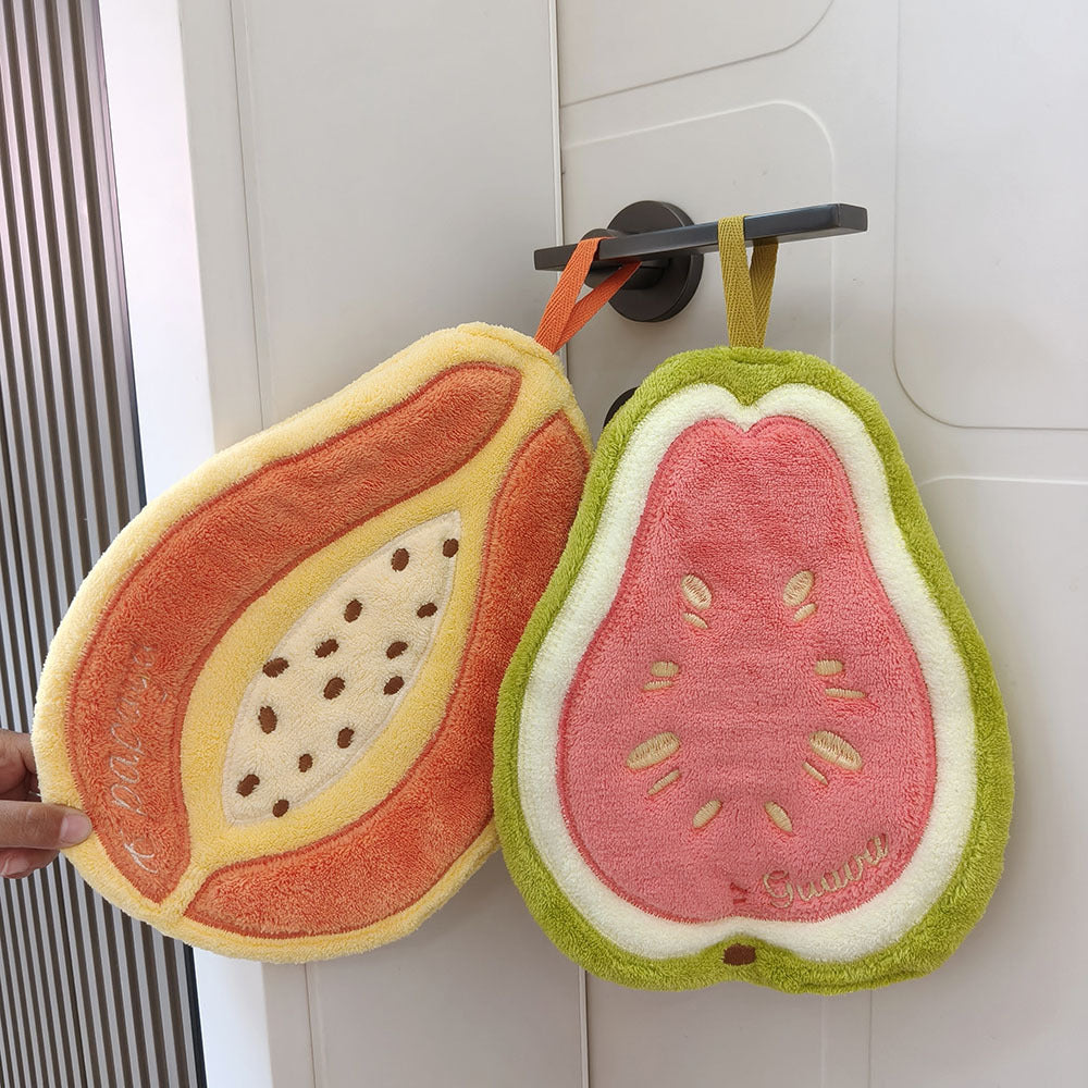 Cute Fruit Chenille Microfiber Hanging Hand Towel – 25 × 19 cm