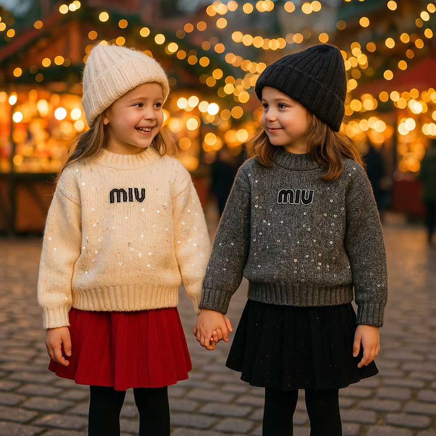 Girls’ Wool Sweater & Skirt Set – Miu Miu / 1–9Y