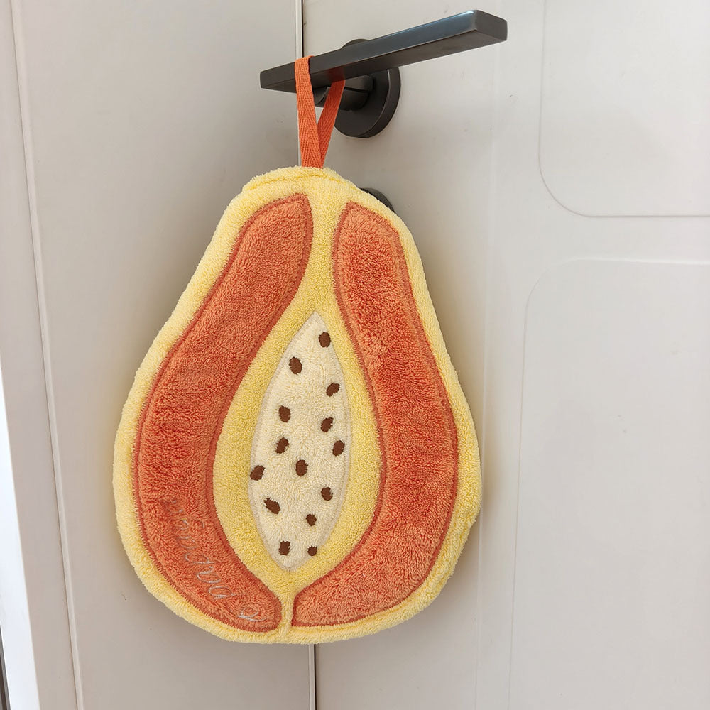 Cute Fruit Chenille Microfiber Hanging Hand Towel – 25 × 19 cm