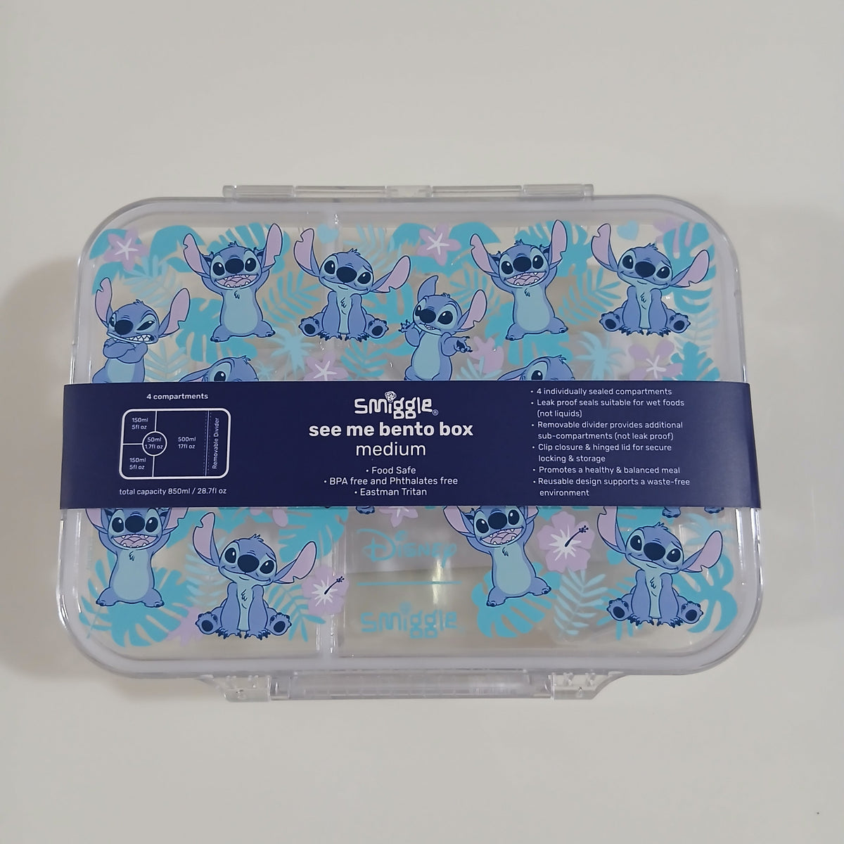 Smiggle Lunch Box - Stitch | 21×17×6cm