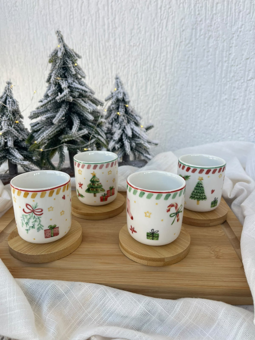 Christmas Espresso Cups and Coasters Set