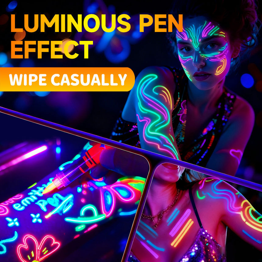 8-Color UV Face & Body Paint Marker Set Neon Blacklight