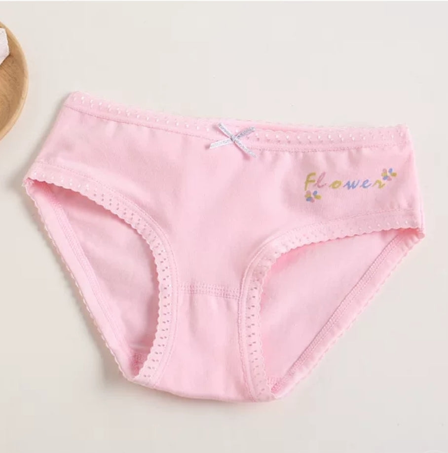 Girls Cotton Panties ( 1pc)-Pink Flower | Size 12Y