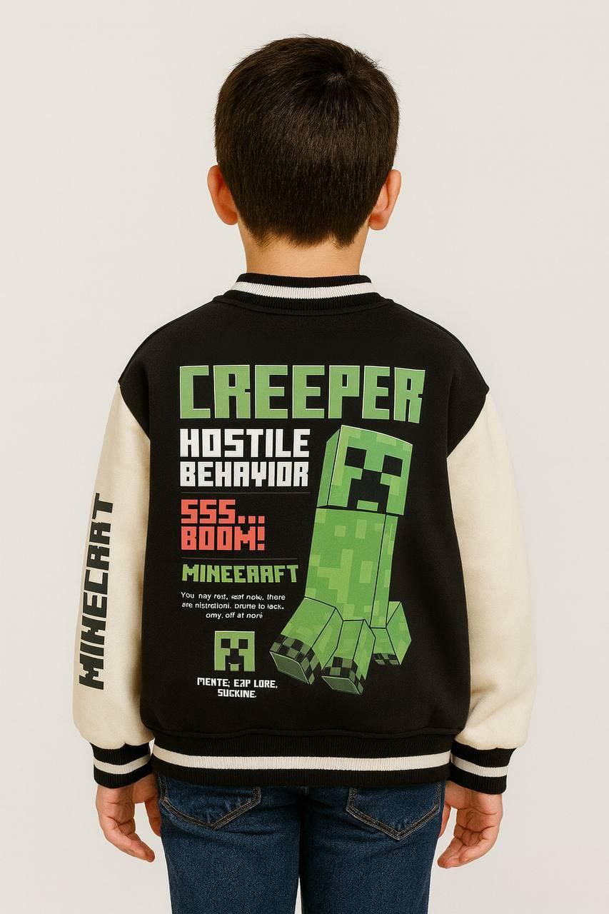 Minecraft Creeper Fleece Jacket Size 5-14y