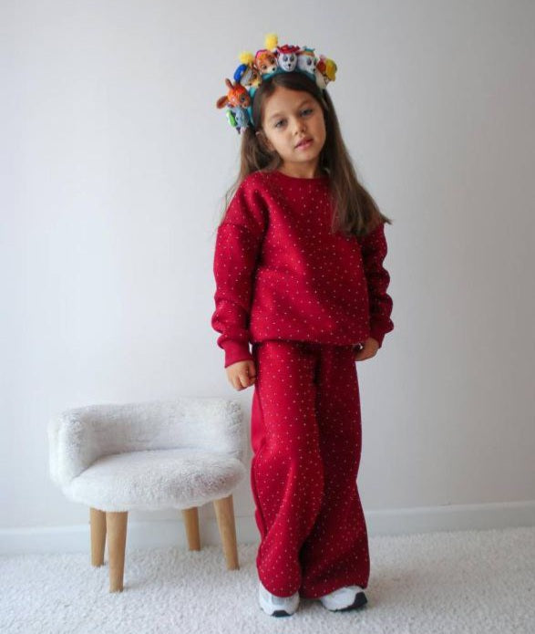 Kids’ Burgundy Fleece Outfit Set / 3–10Y