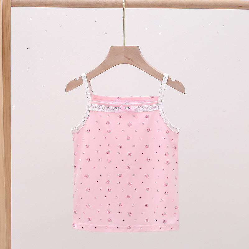 Girls Cotton Tank Tops (3 pcs) – Strawberry | Size 2–10Y