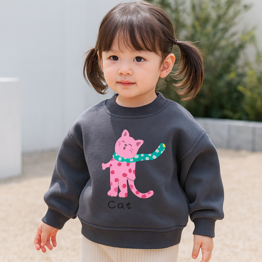 Kids’ Warm Fleece Cat Sweater | 1–6Y