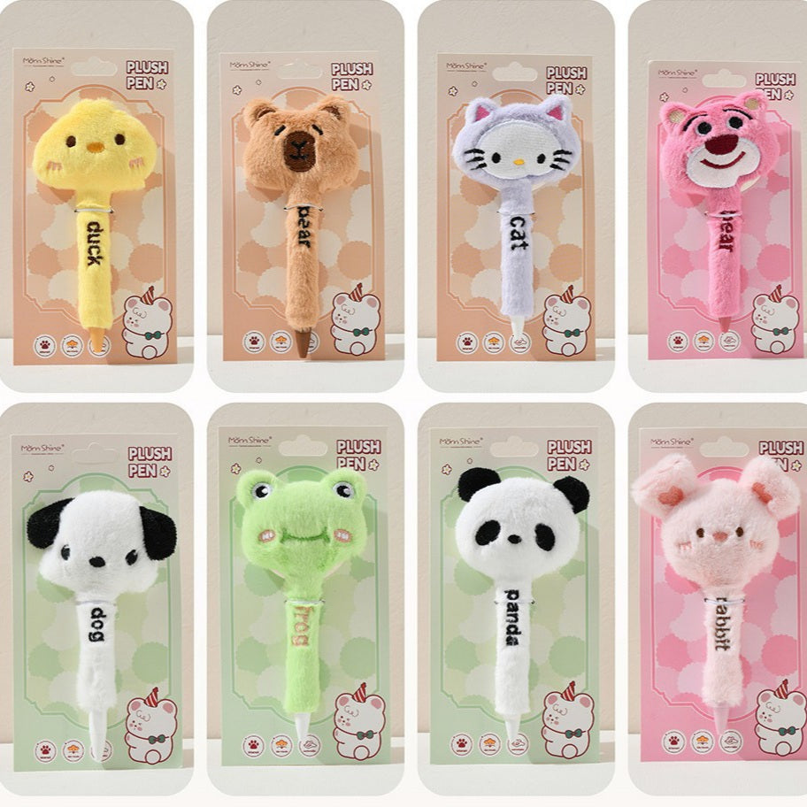 Cartoon Plush Pen Click Black Pen 0.5mm
