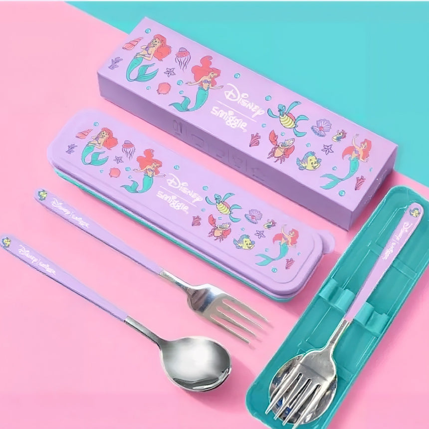 Smiggle Set | Fork+Spoon | With Storage Box | Mermaid