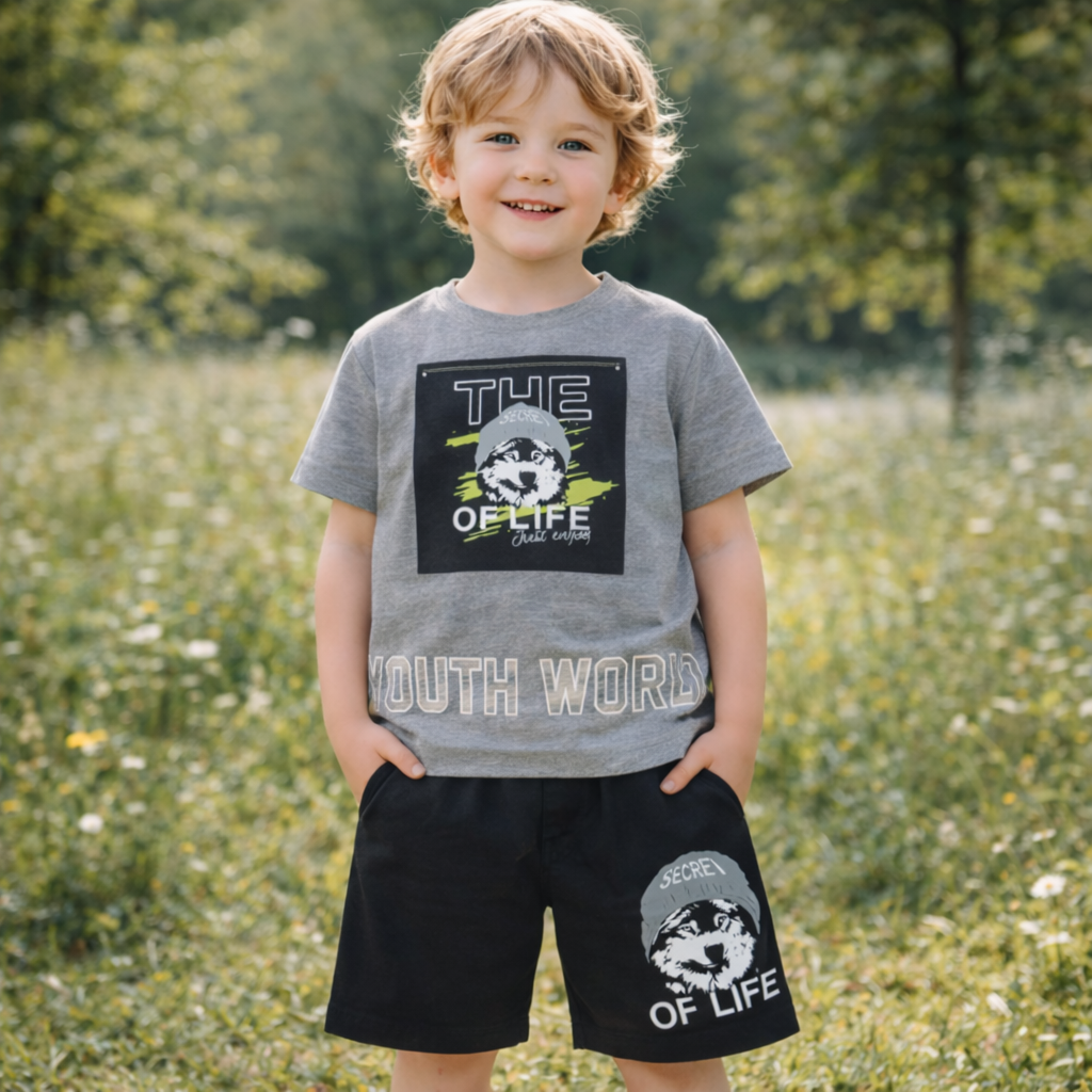 Boys’ Cotton Wolf Summer Set / 5–6Y