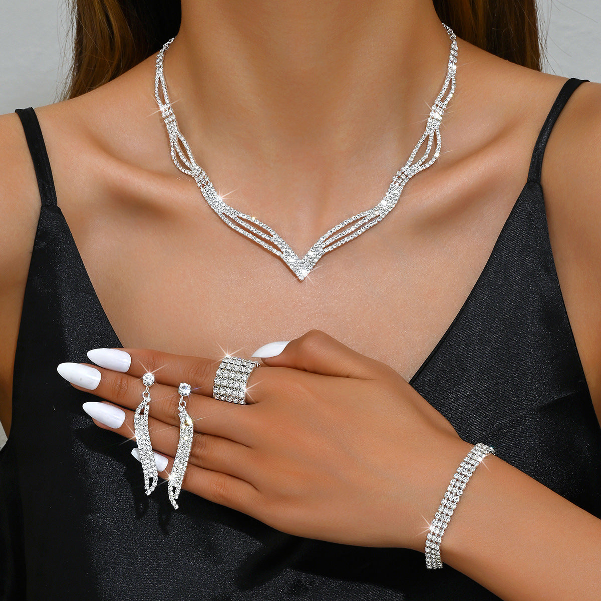 Silver Accessories Fashion Set 4 Pcs Wedding