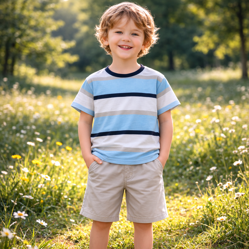 Boys’ Sun Print Cotton Outfit Set / 4–10Y