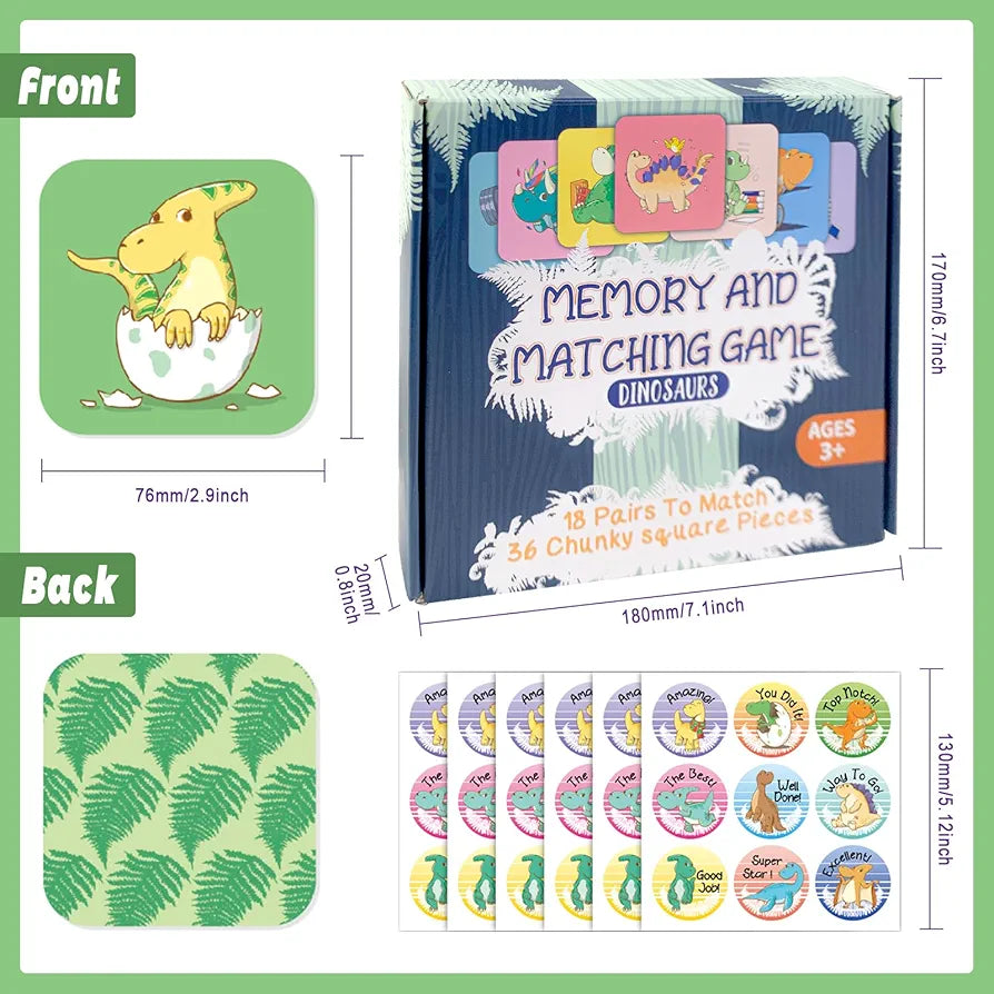 36 Pcs Cards Memory Matching Educational Game - Ages 4-12Y
