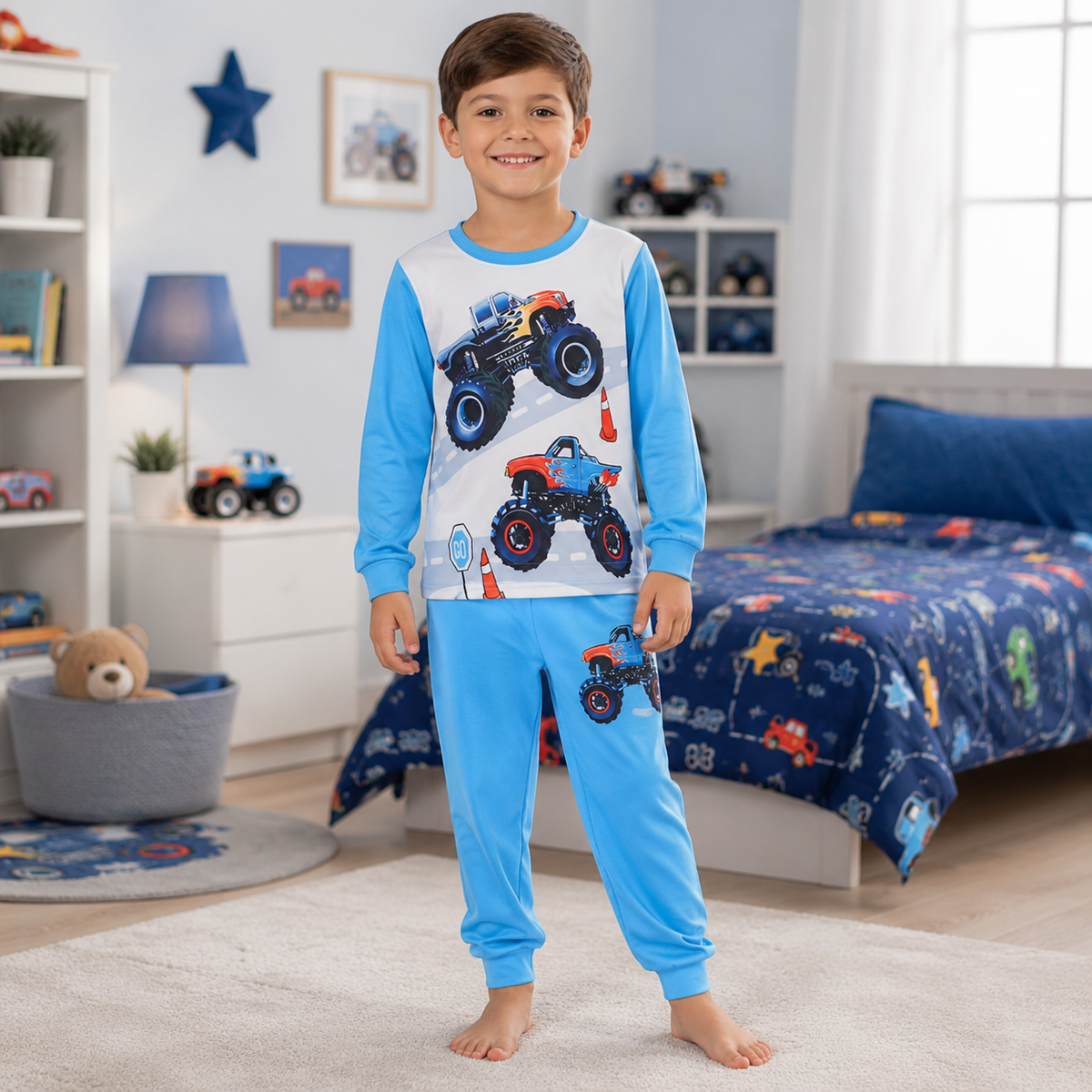 Boys’ Monster Truck Pajama Set | 2–7Y