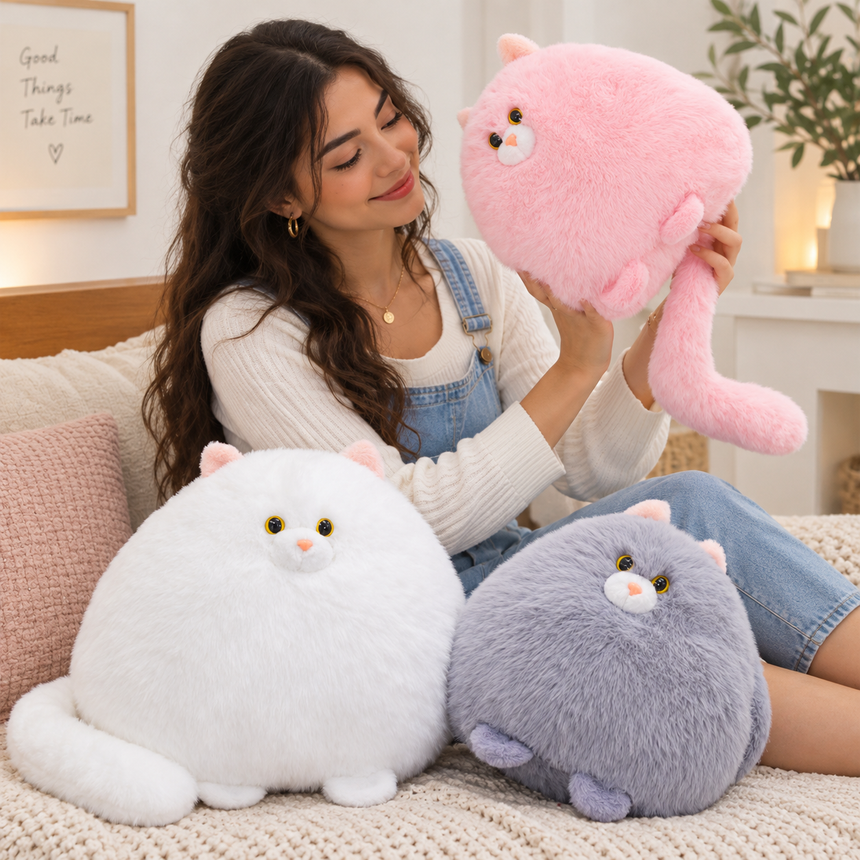 Chubby Cat Plush Pillow Super Soft 35 cm