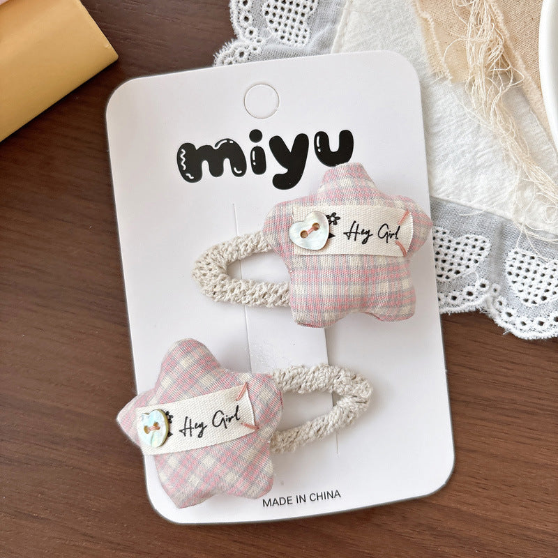 Pink Plaid Hair Accessories | 2pcs