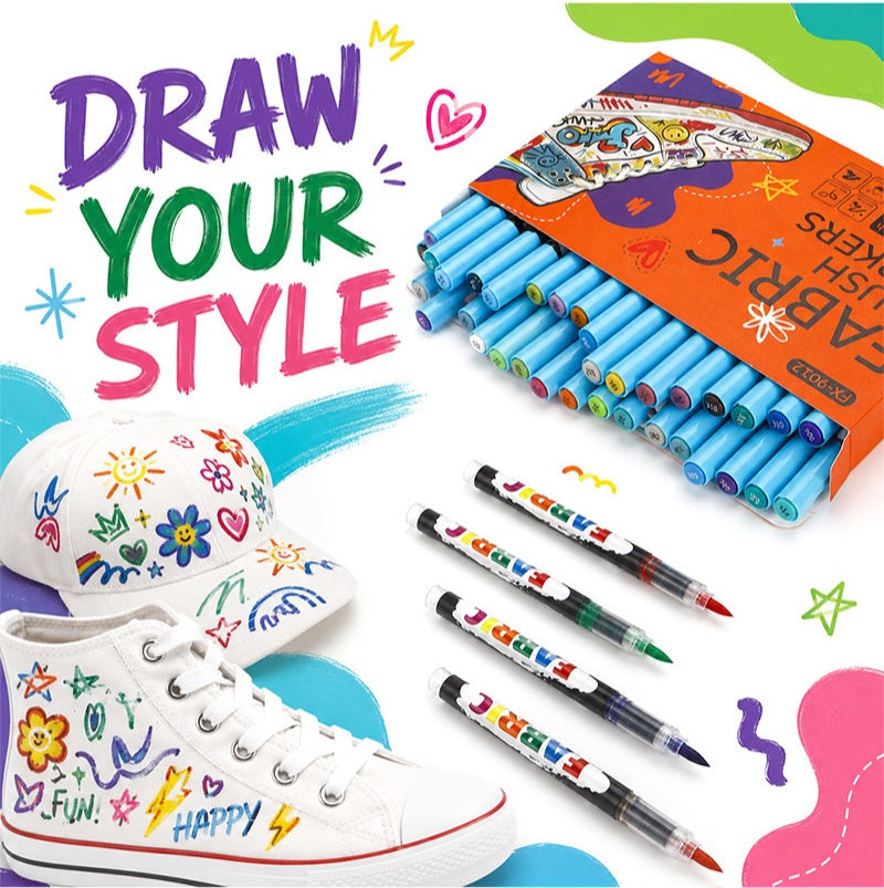 Fabric Brush Markers – 12 / 24 / 36 Colors