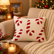Christmas Candycane Embroidered Cushion