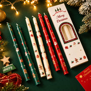 Christmas Printed Candles Set Of 2