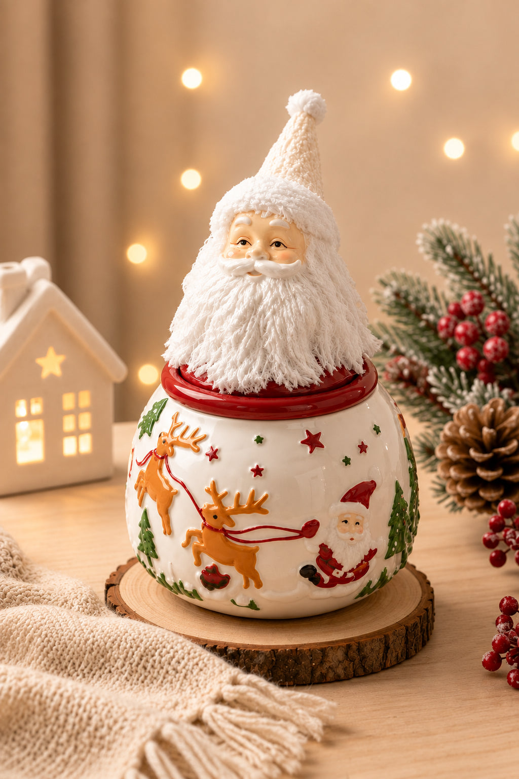 Christmas Ceramic Santa Jar