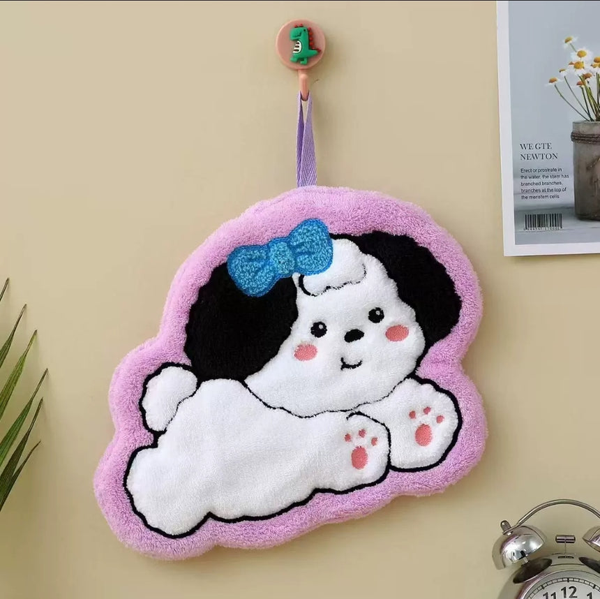 Cute Animal Coral Microfiber Hanging Hand Towel 23×19cm