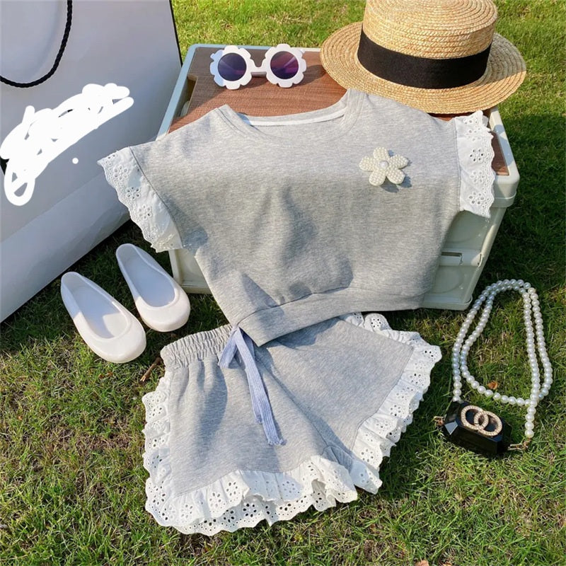 Girls’ Elegant Lace-Trim Set / 2–8Y
