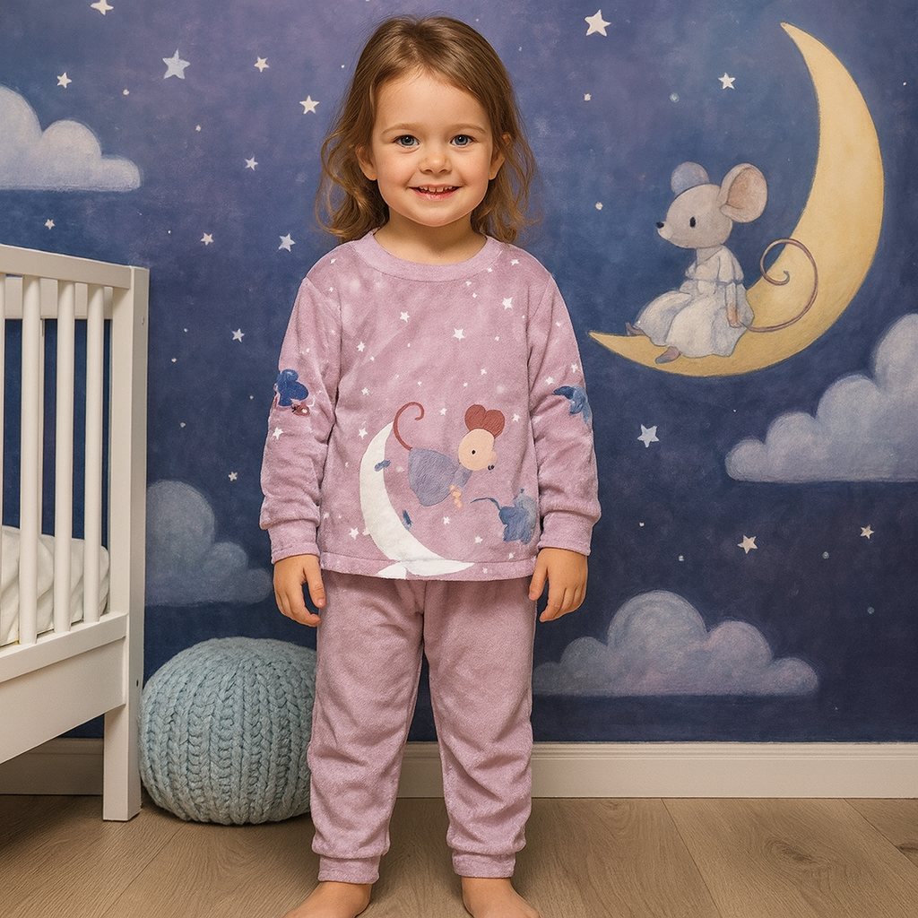 Warm Winter Pyjama Cartoon Mouse Design 1-5Y