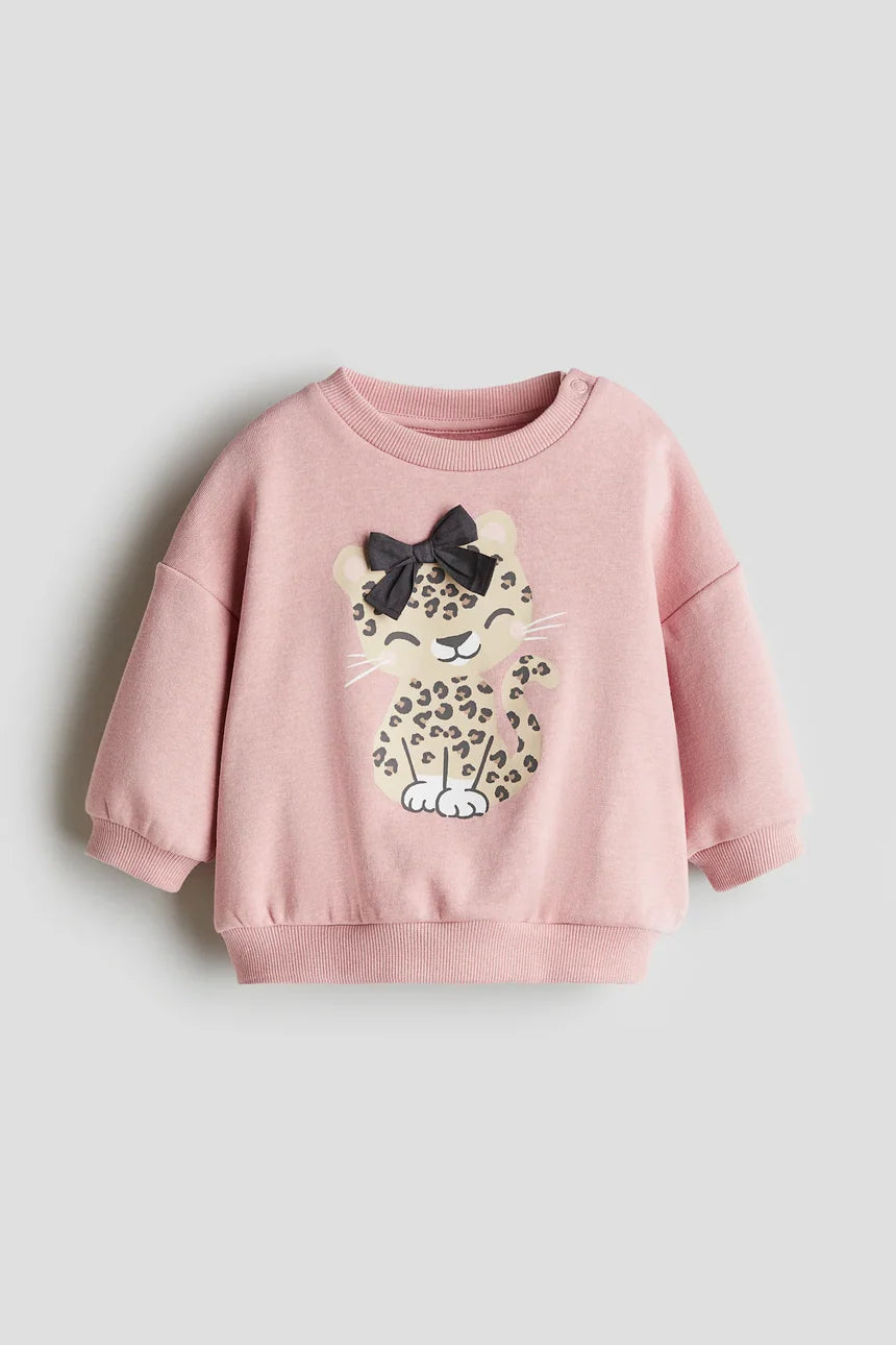 Girls’ Light Cotton Leopard Sweatshirt | 3–10Y