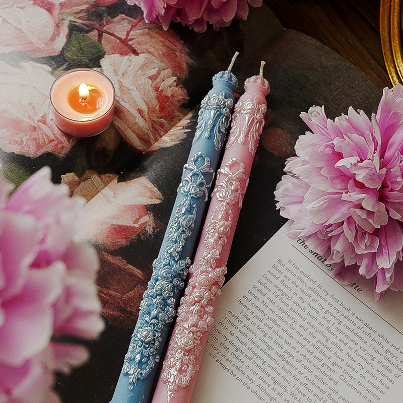 Elegant Floral Taper Candle 25x3.5 cm
