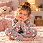Kids’ Warm Winter Heart Pajama Set | 1–6Y