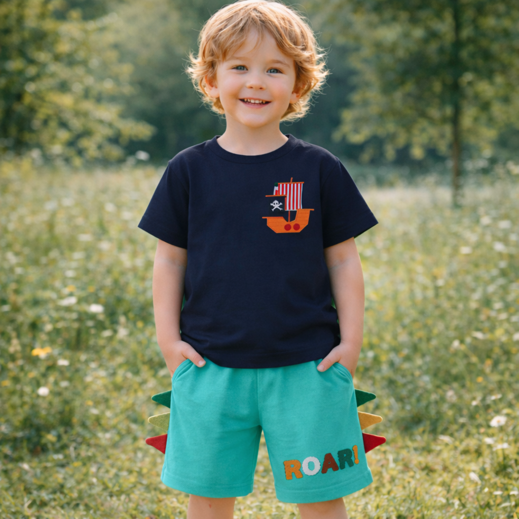 Boys’ Pirate Cotton Summer Outfit Set / 3–10Y