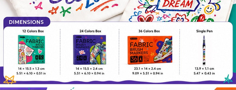 Fabric Brush Markers – 12 / 24 / 36 Colors