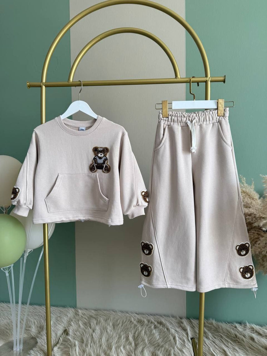 Girls’ Teddy Bear Sweatshirt & Pants Set / 2–8Y