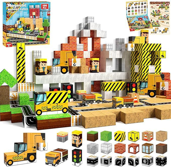 Magnetic Building Cubes Set – 100 Pieces | 3+