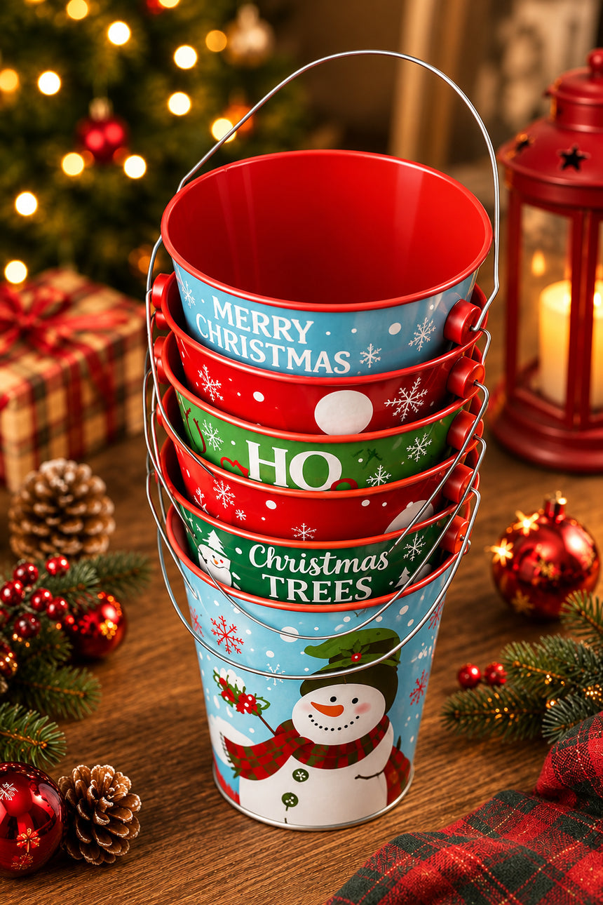 Christmas Tin Buckets