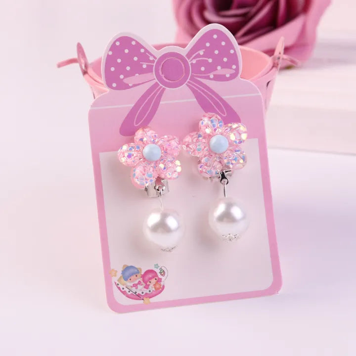 Girl Sparkle Pearl Clip-On Earrings