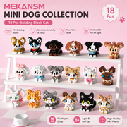 MEKANSM Mini Dog Collection - 18-Piece Building Block Collection - 8+