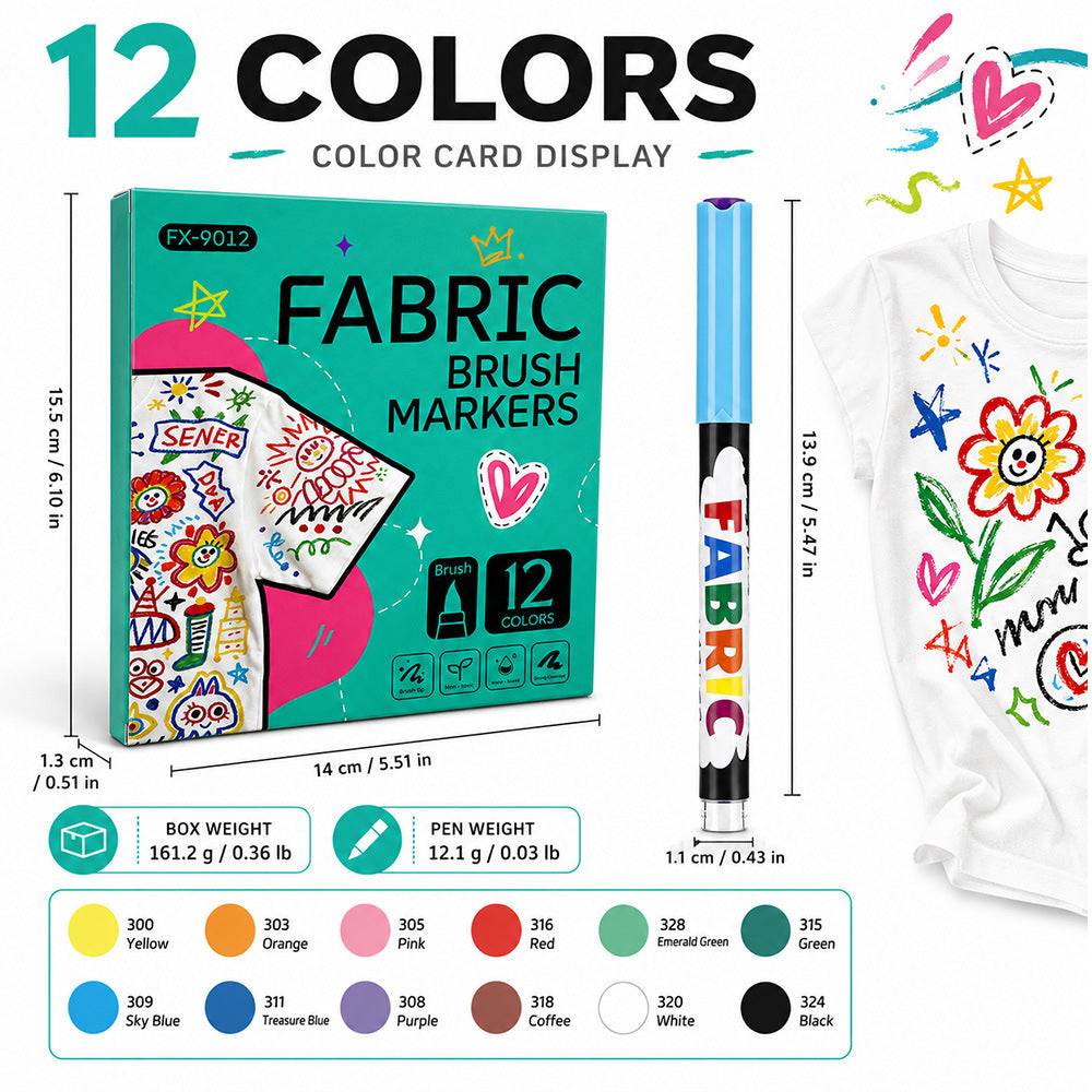 Fabric Brush Markers – 12 / 24 / 36 Colors